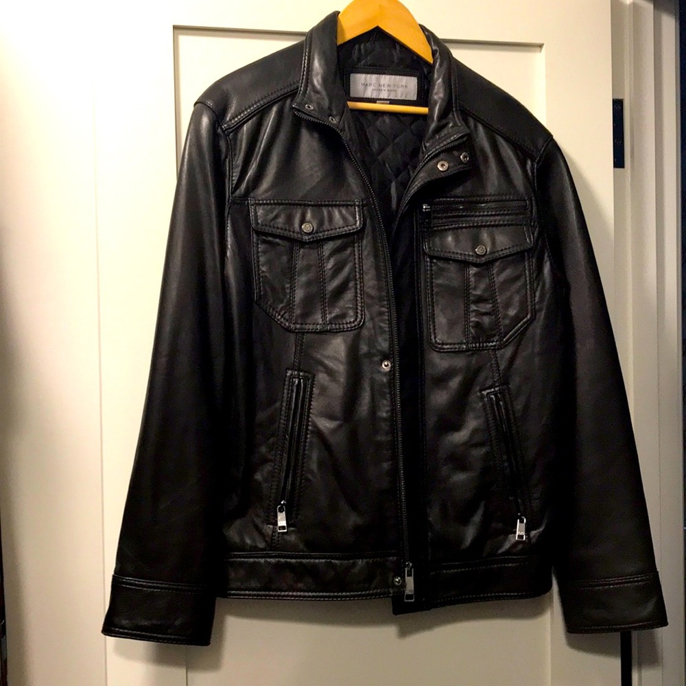 Men’s Andrew Marc Black Leather Jacket Size Small